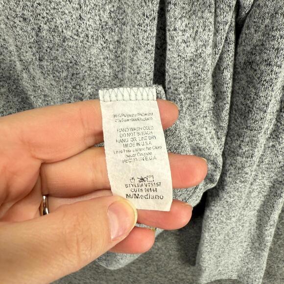 Coco & Main Sweater Pullover Women M Medium Gray Knit Cowl Neck Button Casual - Picture 4 of 7